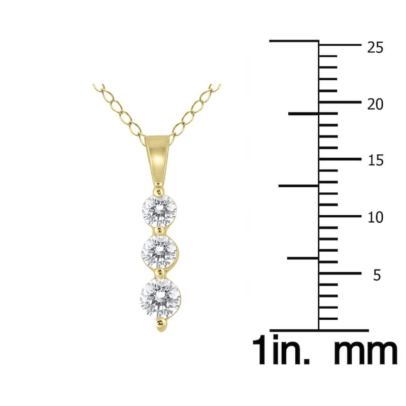 Marquee 1/2 Carat TW Three Stone Diamond Pendant in 10K Yellow Gold (K-L Color, I2-I3 Clarity)