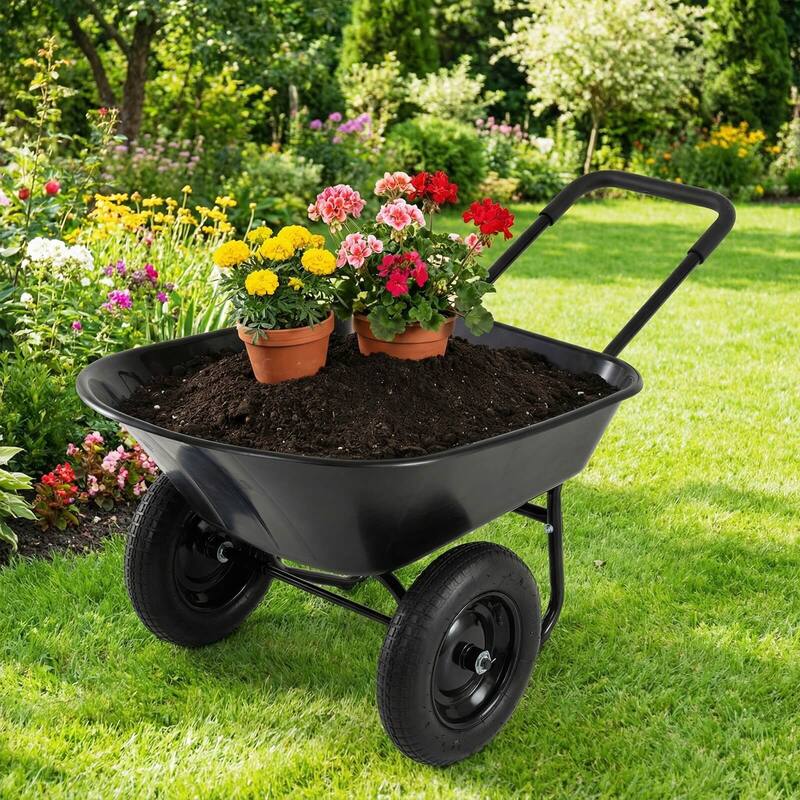Costway 2 Tire Wheelbarrow Cart Heavy-duty Dolly Utility Cart
