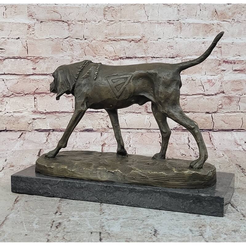 Service Imitative Dog Support Animal Bronze Statue Sculpture Figure 9.5 Inches X 12 Inches