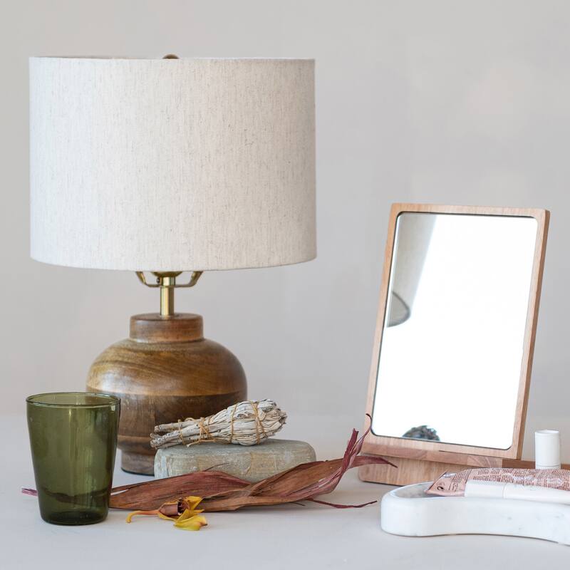 Mango Wood Elegance Table Lamp Set, Set of 2