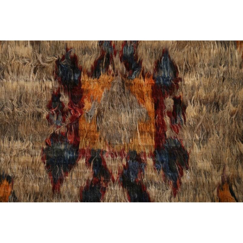 Hand Knotted Oriental 100% Wool Carpet Modern Tribal Brown Moroccan Area Rug - 9' 11'' X 6' 8''