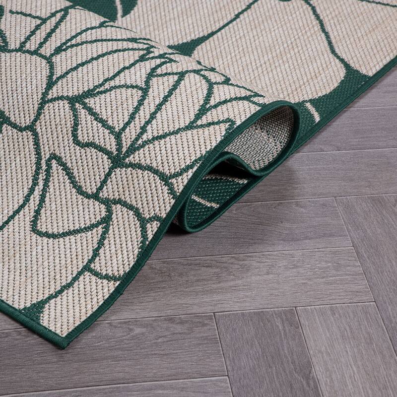World Rug Gallery Modern Floral Flowers Textured Flat Weave Indoor/Outdoor Area Rug