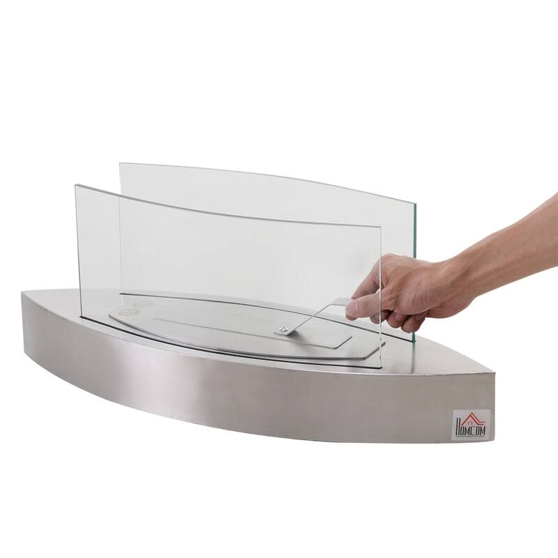Ethanol Fireplace, 23.5" Tabletop 0.15 Gallon Stainless Steel 215 Sq. Ft., Burns up to 2 Hours