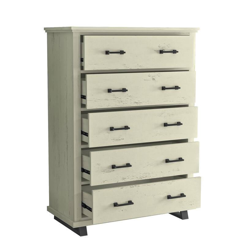 Farmhouse 4-Piece Bedroom Set - 2 Nightstand, 1 Chest and 1 Dresser