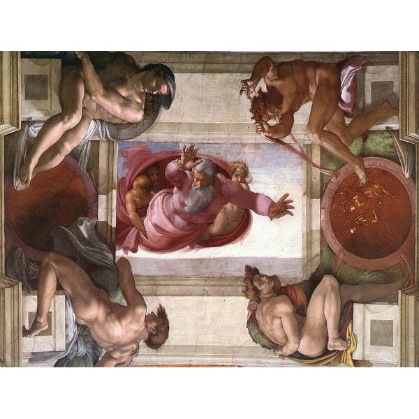 Easy Art Prints Michelangelo's 'Dividing Water from Heaven, Sistine Chapel' Premium Canvas Art
