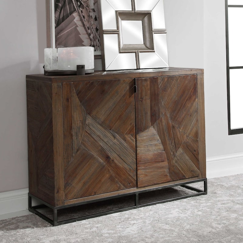 52" Brown and Gray Contemporary 2 Door Cabinet