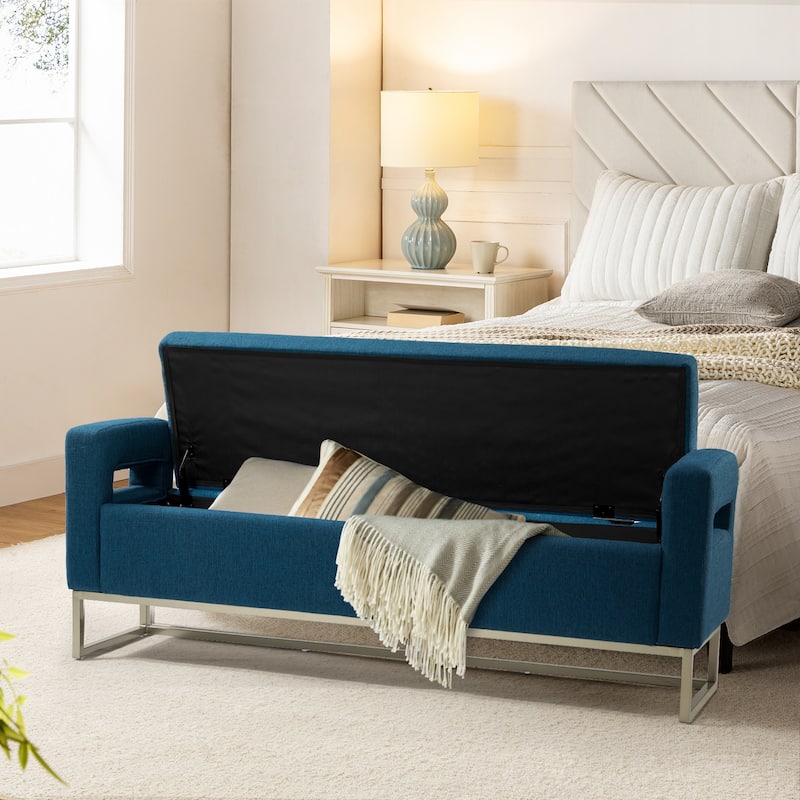 Diana Modern Upholstered Filp-Top Storage Bench with Sturdy Metal Legs
