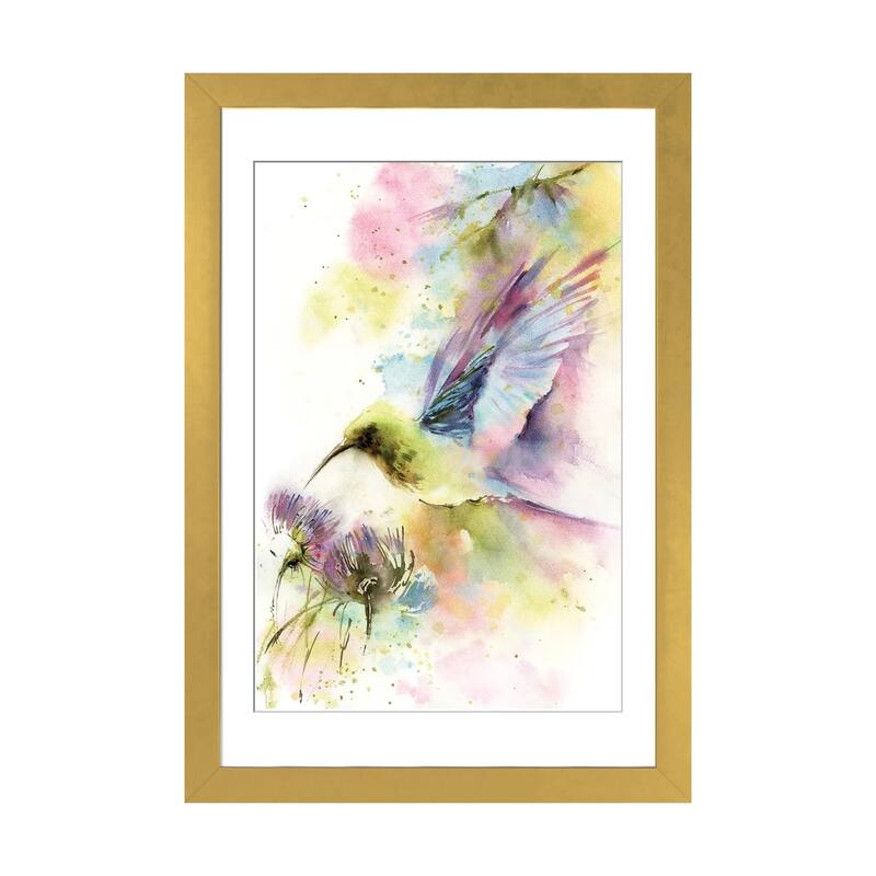 iCanvas "Hummingbird In Pastel Colors" by Sophie Rodionov - Gold - 32x24x1