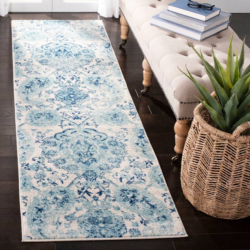 SAFAVIEH Madison Belle Boho Glam Paisley Pattern Area Rug - 2'3" x 10' Runner - Cream/Turquoise