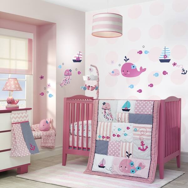 Shop Lambs Ivy Splish Splash Pink Navy White Nautical Ocean