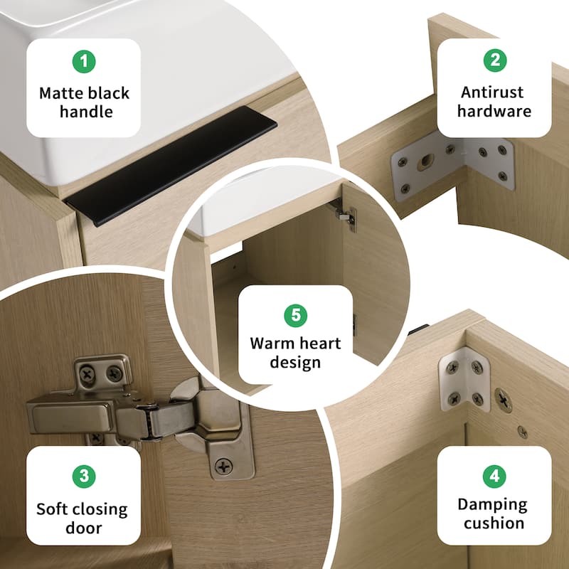 BNK 16/18 Inch Single Sink Bathroom Vanity with Soft Close Door