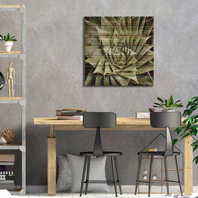 Green Succulent I Print On Wood by Mia Jensen - Multi-Color