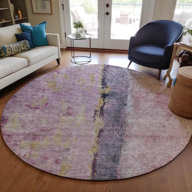 Machine Washable Indoor/ Outdoor Chantille Modern Contemporary Rug - Blush - 8' x 8'