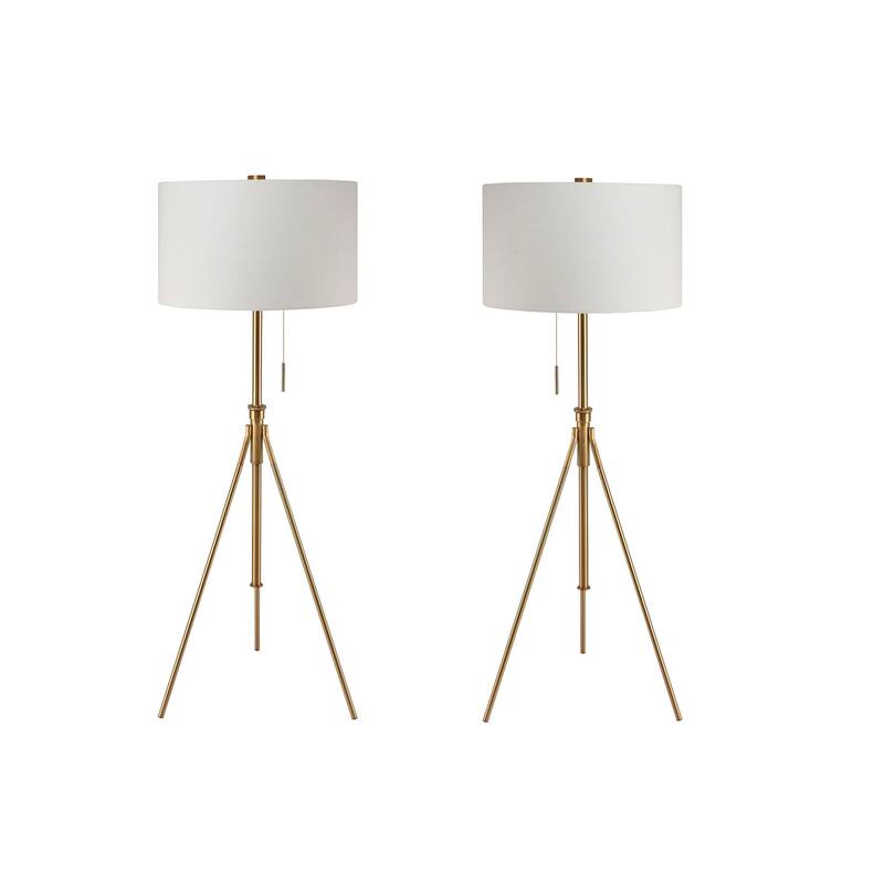 Vintage Look 1pc Floor Lamp Brushed Steel Tripod Legs Unique High Lamp Pull Switch 57"H