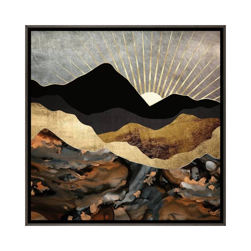 iCanvas "Copper and Gold Mountains" by SpaceFrog Designs Framed - 12x12 - Charcoal