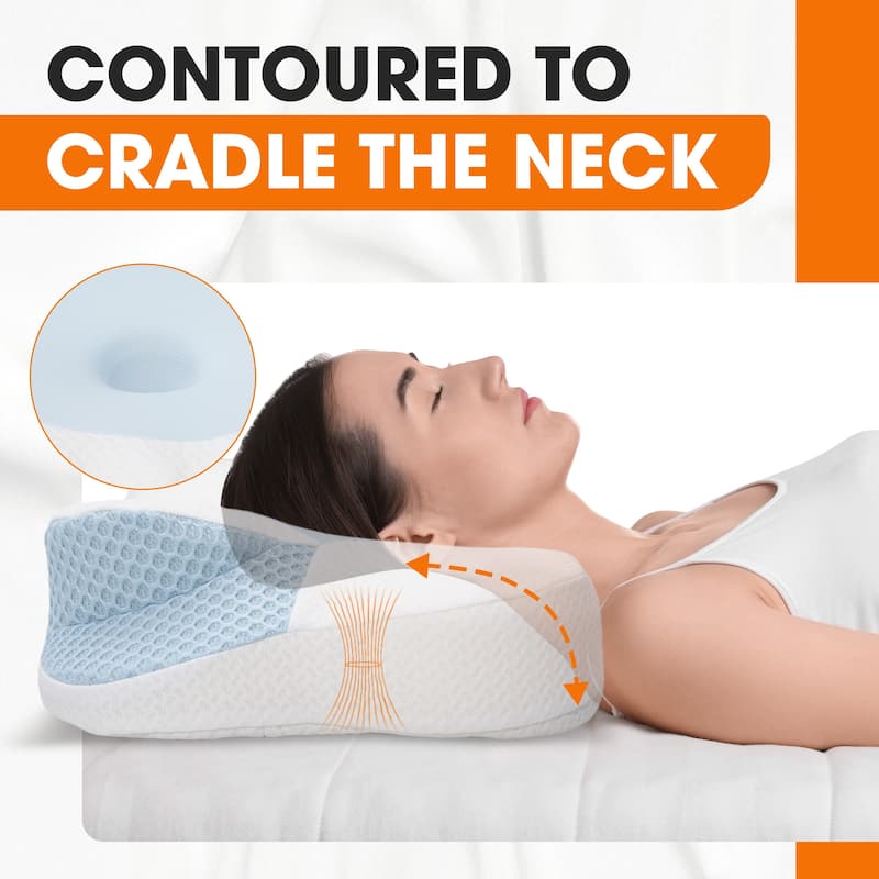 Cheer Collection Orthopaedic Memory Foam Cervical Pillow With Washable Cover