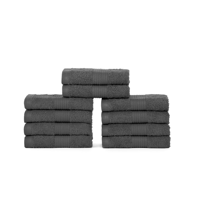 Luxurious Cotton 600GSM Soft Wash Cloths 12X12 Inch by Ample Decor - 10 Pcs