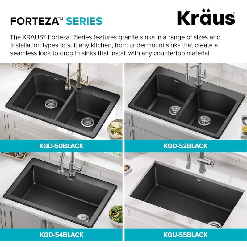 KRAUS Forteza Granite 33 inch Undermount Drop-in Kitchen Sink