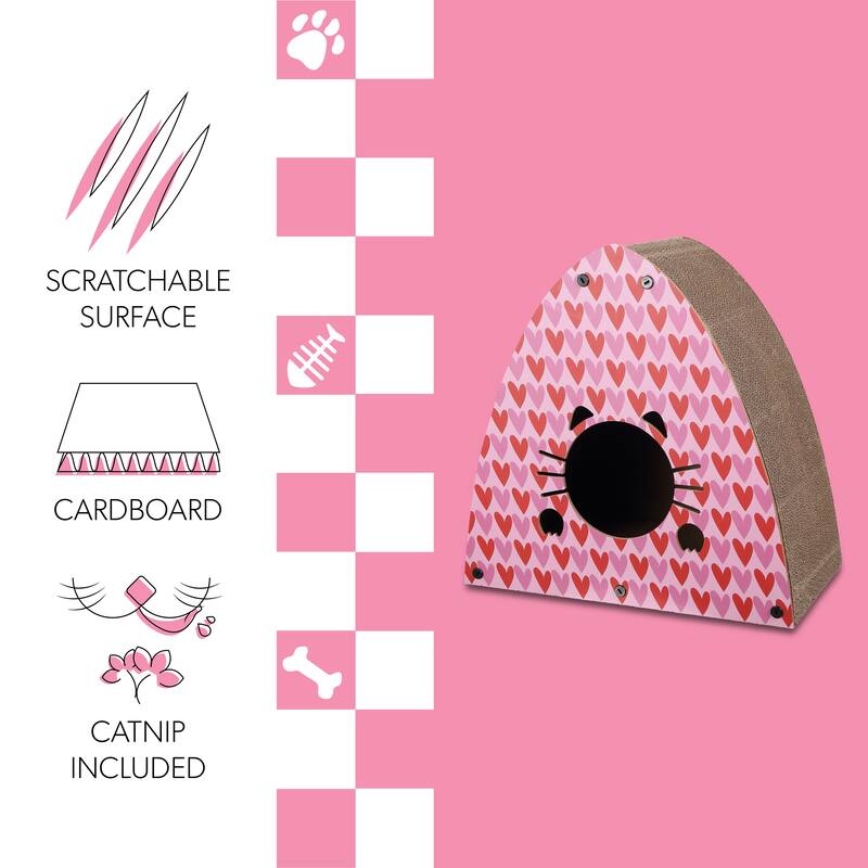 Koko 19" Cardboard Triangle Cat Cave Scratcher with Catnip