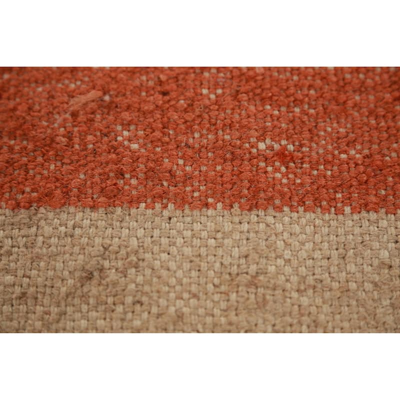 Hand Woven Oriental 100% Jute Carpet Modern Stripe Multi-Colored Kilim Area Rug - 12' 0'' X 9' 7''