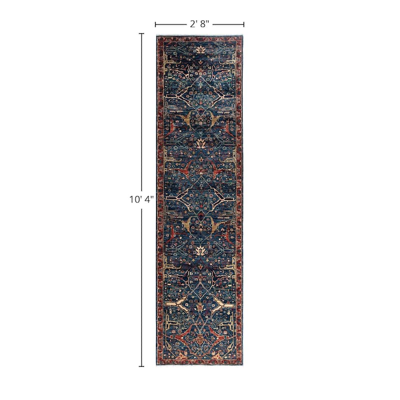 Serapi One-of-a-Kind Hand-Knotted Runner Rug - Blue, 2' 8" x 10' 4" - 2' 8" x 10' 4"