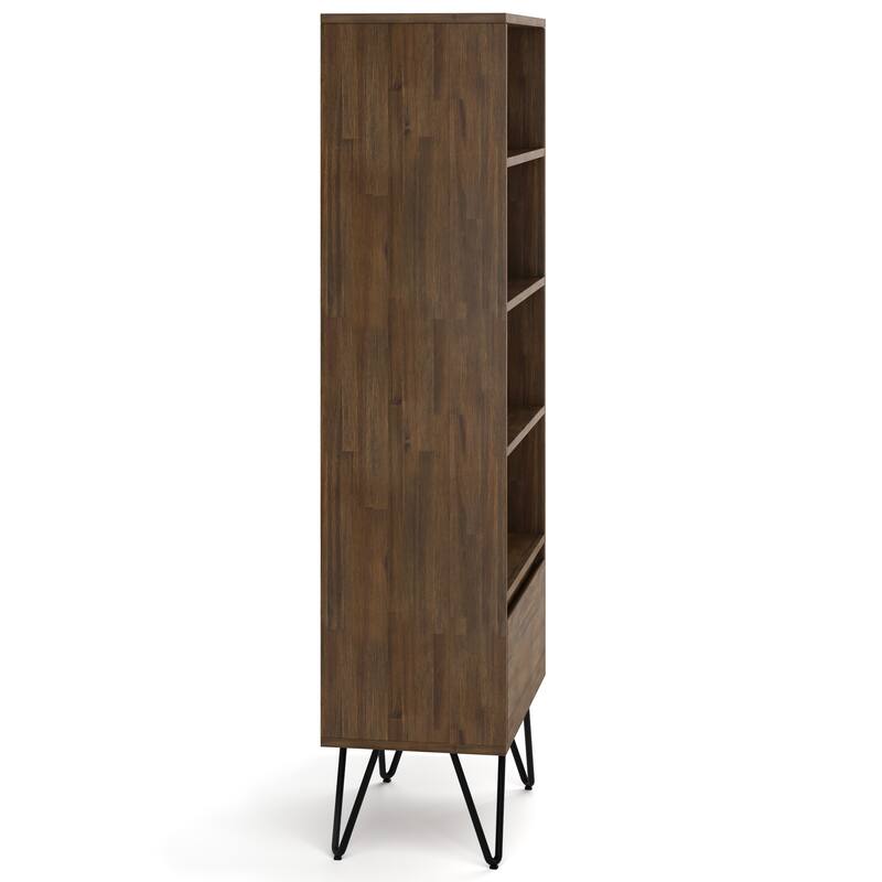 WYNDENHALL Saylor SOLID ACACIA WOOD and Metal 64x24 inch Rectangle Modern Industrial Bookcase in Rustic Natural Aged Brown