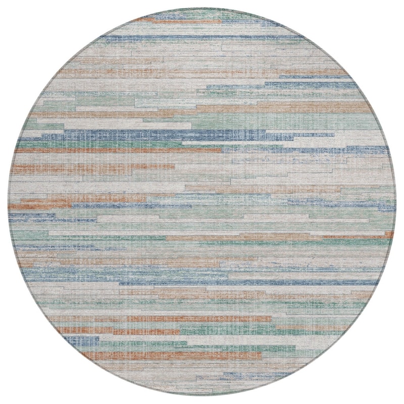 HomeRoots Striped Transitional Rectangle Outdoor Rug