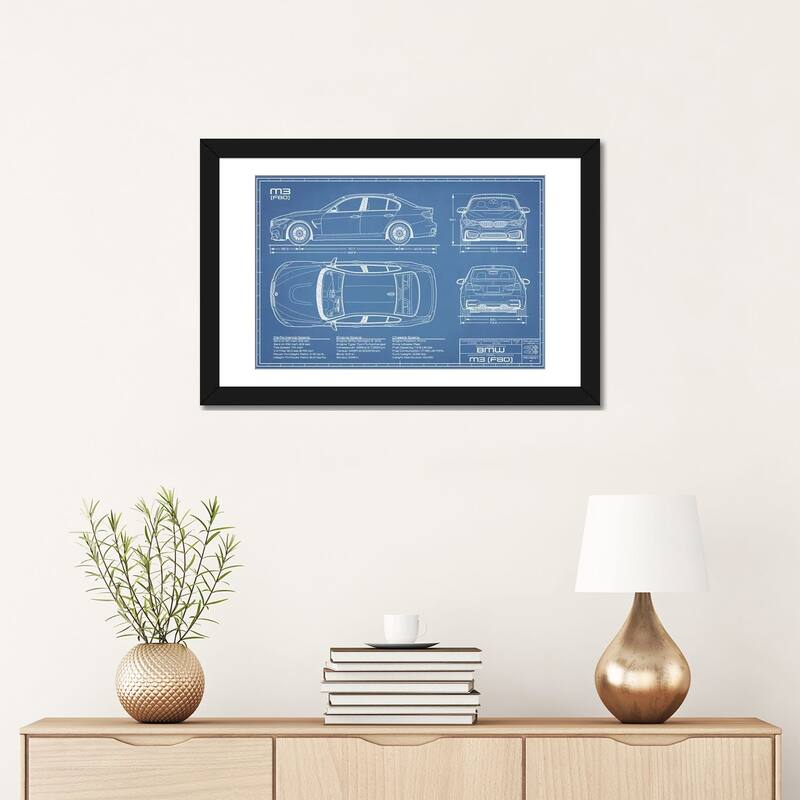 iCanvas "BMW M3 (F80) Blueprint" by Action Blueprints