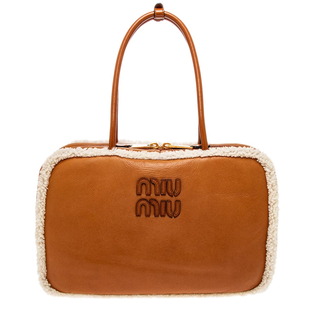 Miu Miu Beau Shearling Top Handle Bag