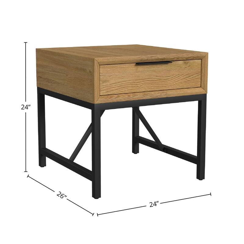 Newport 1-Drawer End Table, Natural Oak