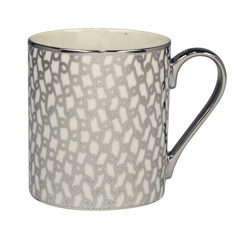 Certified International Mosaic Silver Plated Tapered 16 oz. Mugs, Set of 6 Assorted Designs
