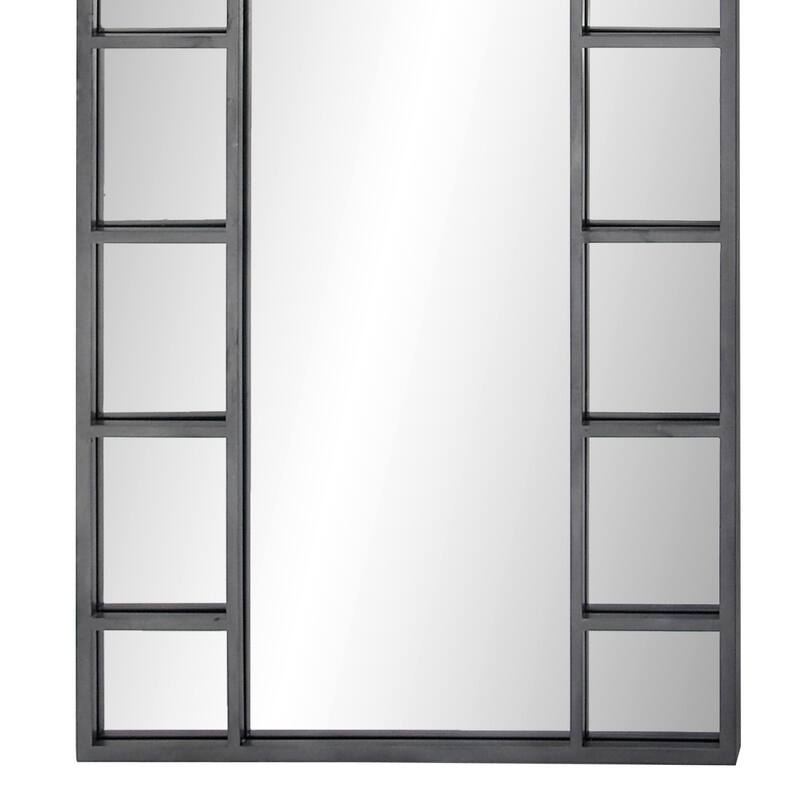 Metal Arched Window Pane Wall Mirror with Arched Top - Gold or Black - Roche River Decor
