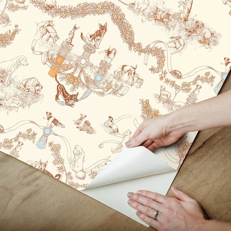 Rachel Antonoff Orange Worst in Show Peel Stick Wallpaper