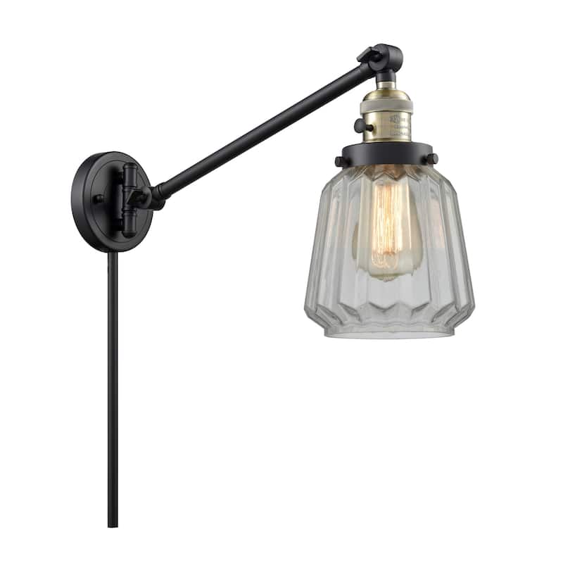 Innovations Lighting Chatham Single Light 25" Tall Wall Sconce / - Black / Antique Brass / Clear