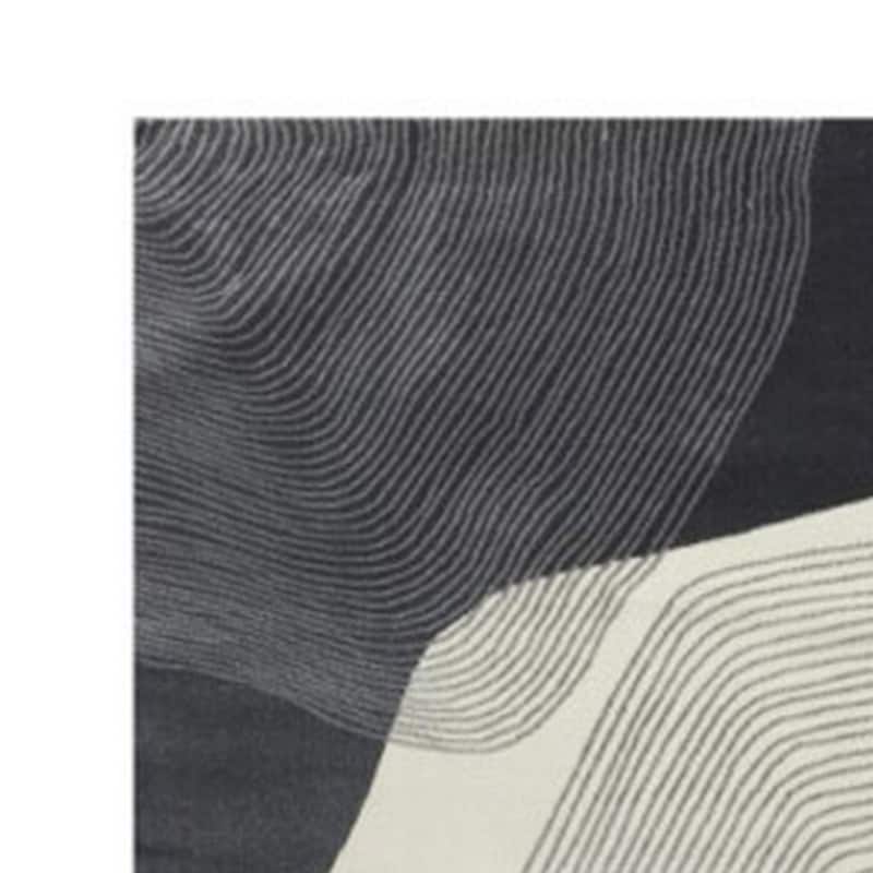 Rosy 5 x 7 Area Rug, Swirling Design, Soft Pile Polyester, Black Gray Beige - 5' x 7'