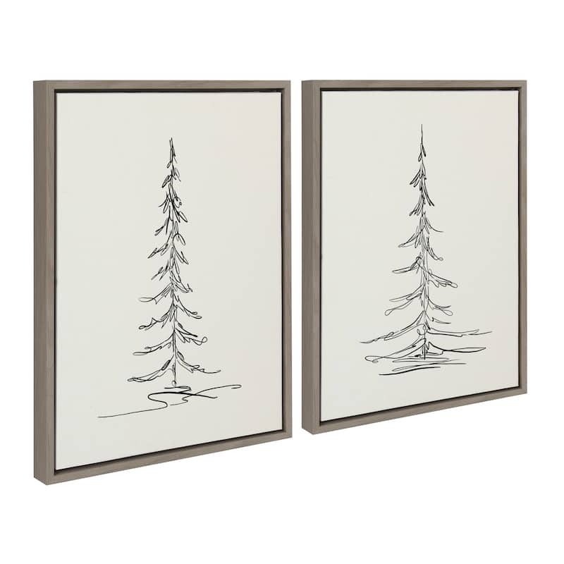 Kate and Laurel Sylvie Trees Canvas Set by The Creative Bunch Studio