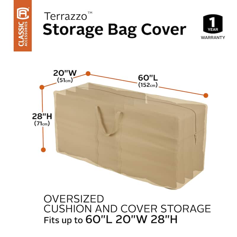 Classic Accessories Terrazzo Water-Resistant 60 Inch Patio Cushion and Cover Storage Bag,