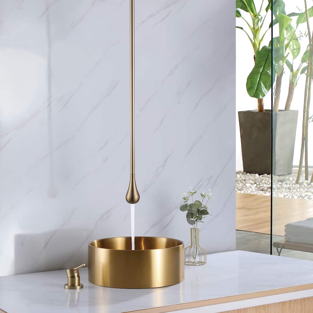 Eye-Catching Ceiling Mounted Line Single Hole Bathroom Sink Faucet with Single Handle, Black / Gold