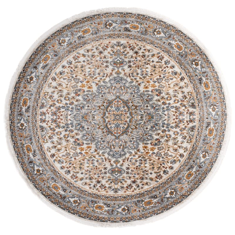SAFAVIEH Lauren Ralph Lauren Kitza Transitional Rug - 6'7" Round - Ivory/Grey