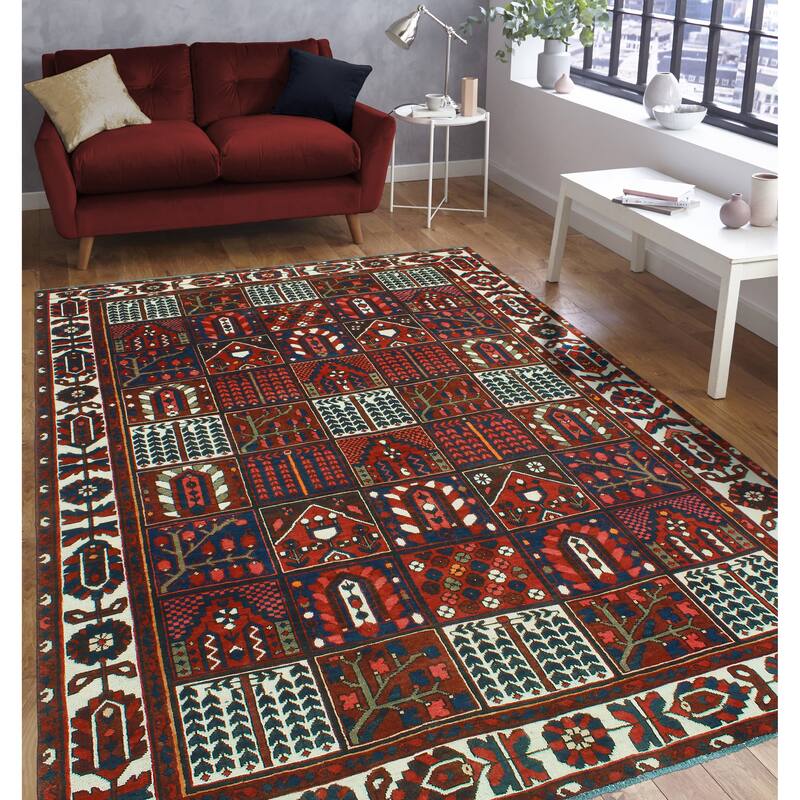 Fine Vintage Distressed Jose Burgundy/Ivory Rug - 6'6