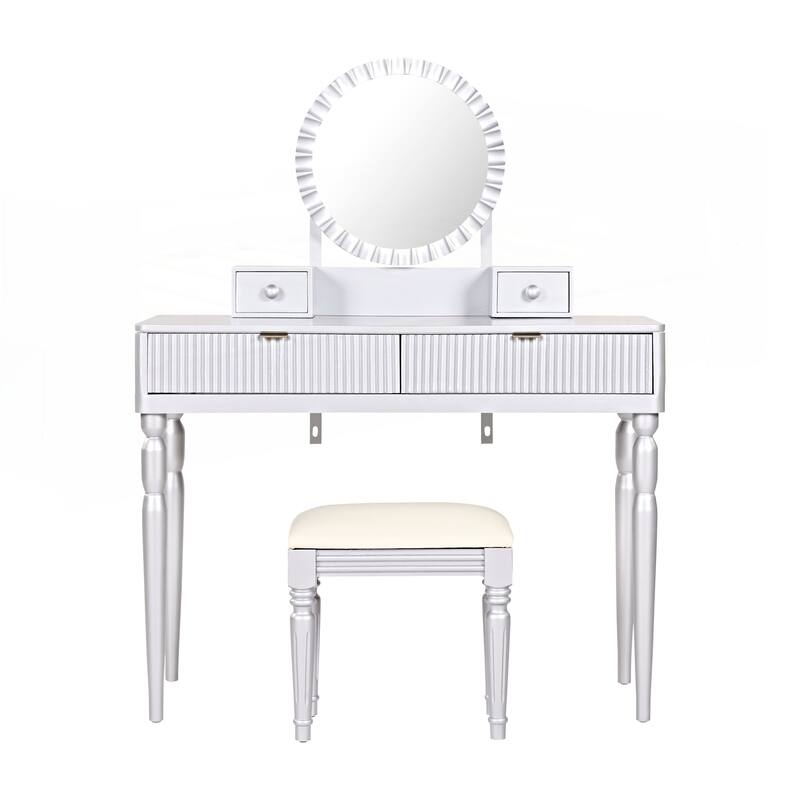 Luxury Vanity Desk with Round Mirror