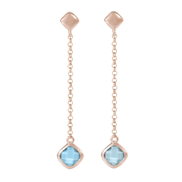 Forever Last 18 k Gold Overlay Blue Topaz Dangle Earrings. Opens flyout.