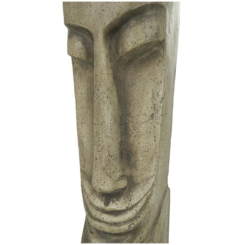 Resin Face Tall Distressed Totem Decorative Sculpture - Gray - Roche River Decor