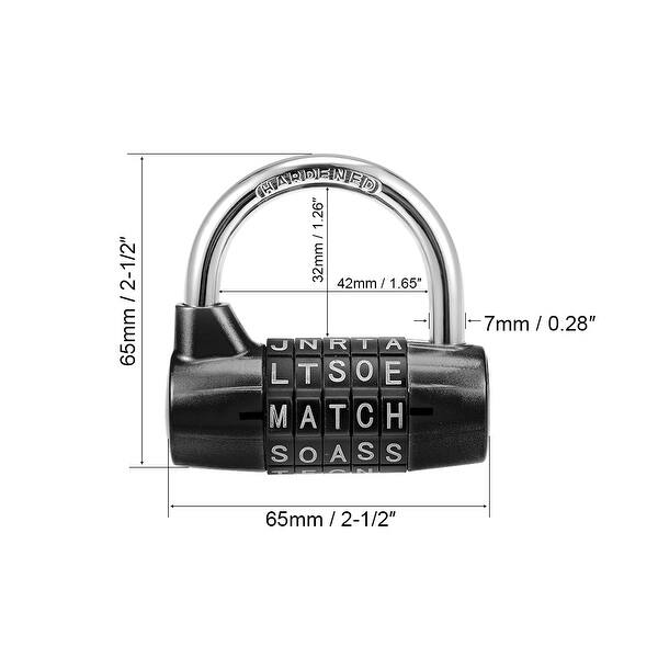 5-Digit Combination Padlock 2-1/2-inch Resettable Alphabet Code Lock ...
