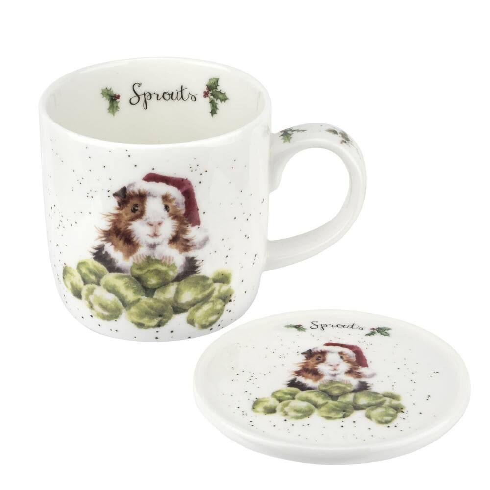 Royal Worcester Wrendale Designs Mug and Coaster Set Christmas