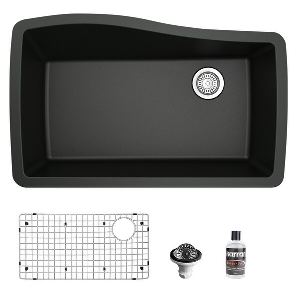 Karran Undermount Quartz Composite 33 in. Single Bowl Kitchen Sink with Accessories. Opens flyout.