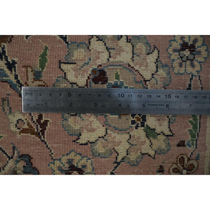 Hand Knotted Oriental 100% Wool Carpet Traditional Floral Navy Blue & Blues Nain Area Rug - 10' 4'' X 8' 0''