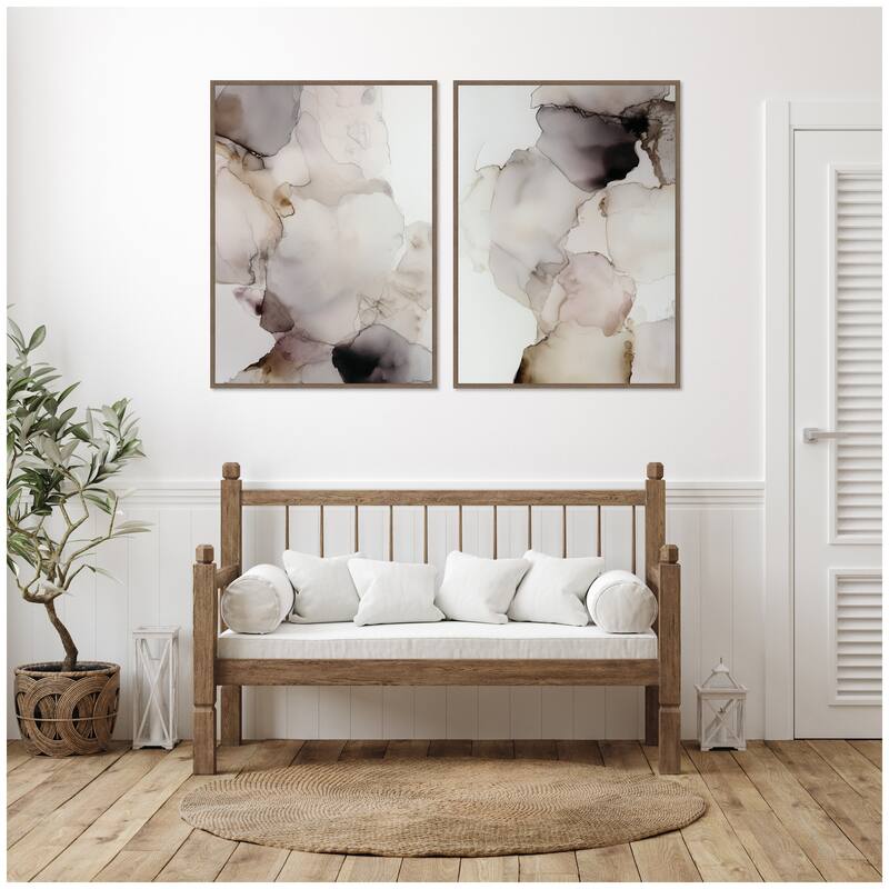 Kate and Laurel Smoke No. 1 & No. 2 2 Piece Framed Canvas Wall Art Set by Amy Lighthall