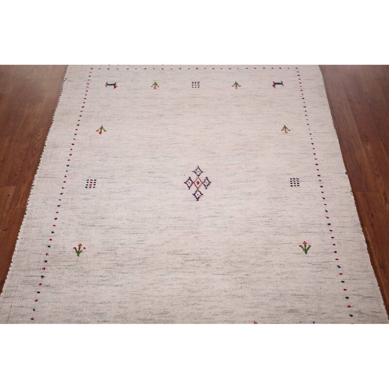 Tribal Animals Gabbeh Oriental Area Rug Hand-Knotted Wool Carpet - 3'11"x 5'10"