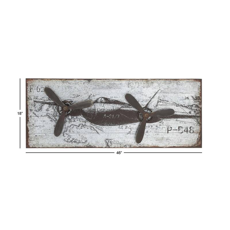 Metal Airplane Propellor Wall Decor - Silver - Roche River Decor